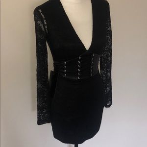 New bebe 00 lace and “leather” corset dress.